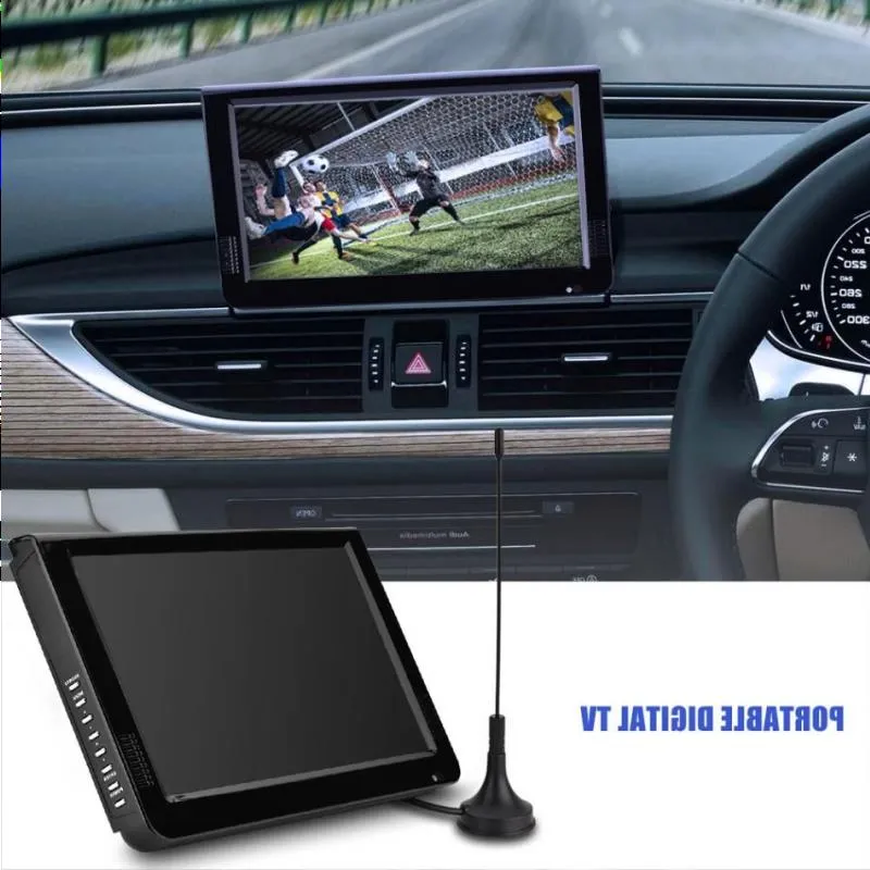 Freeshipping 101 "16: 9 Portable Car TV 1024 x 600 TFT-LED Digital Analog Color Television Player With Us eller EU Plug-adapter CCQQR