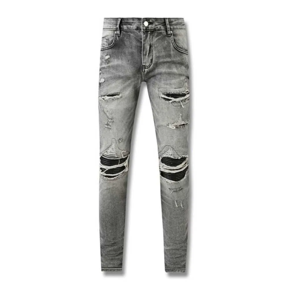 2023 Nieuwe Mannen Jeans Gat Lichtblauw Donkergrijs Italië Merk Man Lange Broek Broeken Streetwear Denim Skinny Slim Straight biker Jean Voor D2 TopK7SN