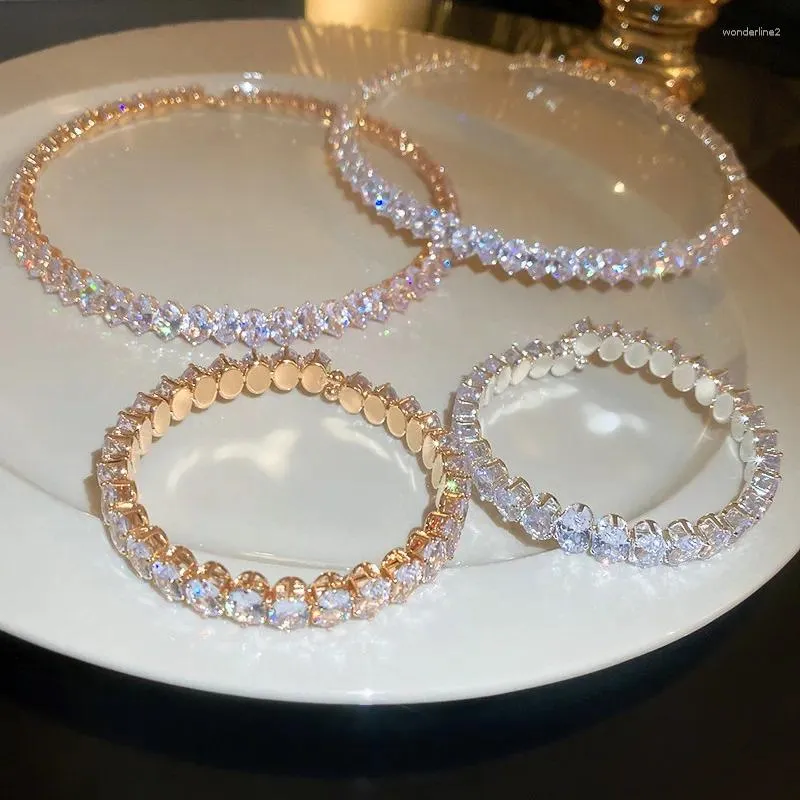 Kedjor Luxury Silver Gold Color Choker Halsband för kvinnor Geometriska Zircon Torques Ladies Party Weddings smycken