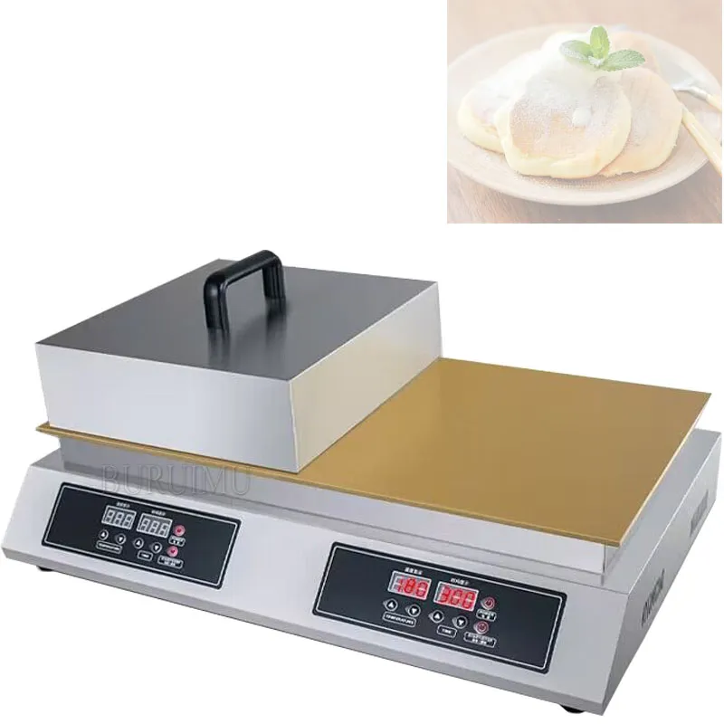 110v 220v Uso comercial Pantalla digital Placas dobles Japonés Souffler Maker Souffle Machine Fluffy Waffle Maker Panqueques