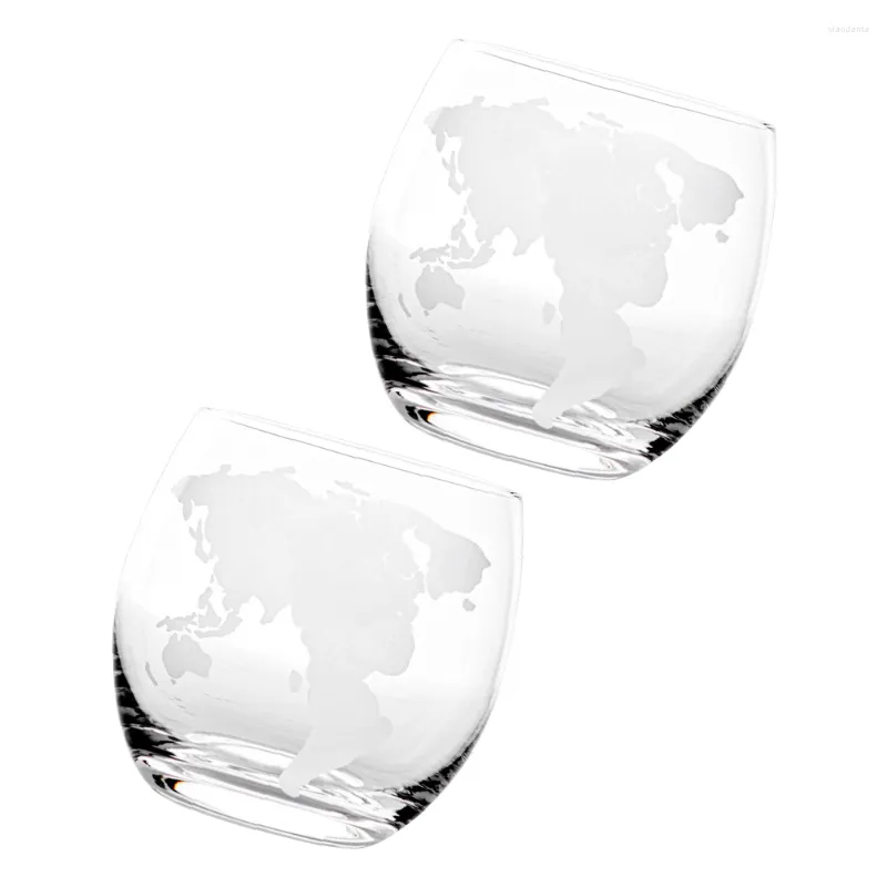 Tazas 2 PCS Copas de Martini Bebidas Tazas de vidrio Espresso K Gafas Contenedor claro Mapa Imprimir Taza Globo Cóctel