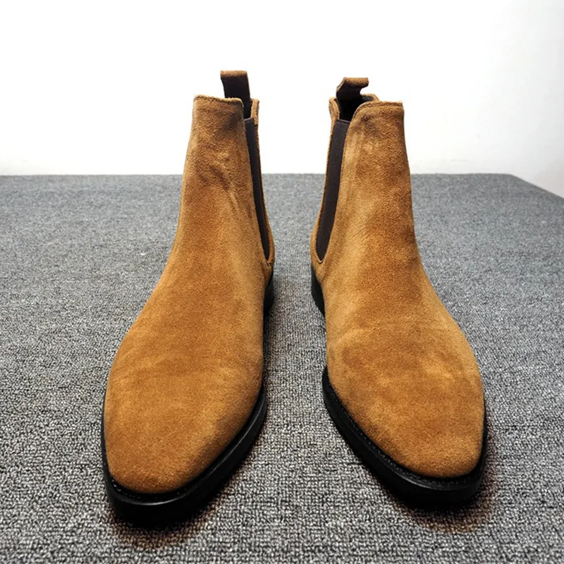 Fashion British Style Chelsea Boots Men Shoes Classic Casual Party Street Daily Classic Slip-On Faux Suede Solid Ankle Boots