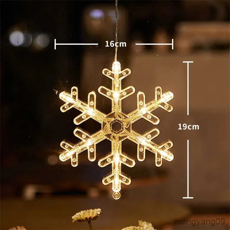 Christmas Decorations Christmas LED Light Snowflake Santa Hanging Sucker Lamp Window Ornaments Decoration for Home Xmas Navidad 2023 New Year Decor R231107