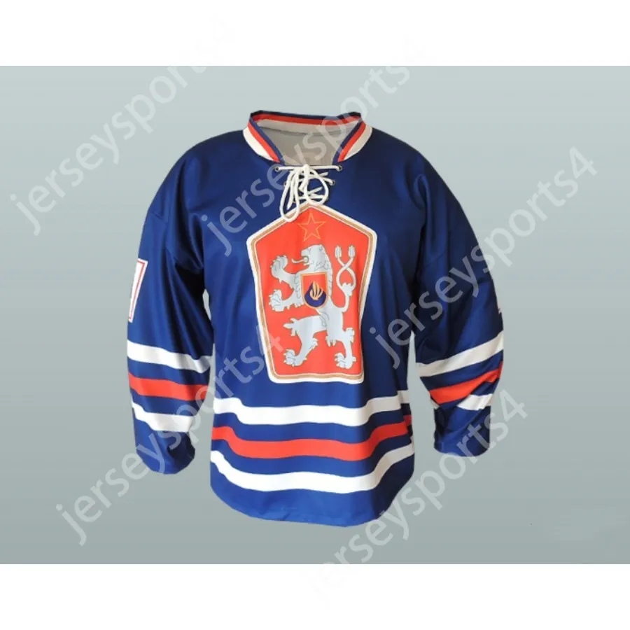 Anpassad tjeckoslovakien National Team Hockey Jersey Top Stitched S-M-L-XL-XXL-3XL-4XL-5XL-6XL