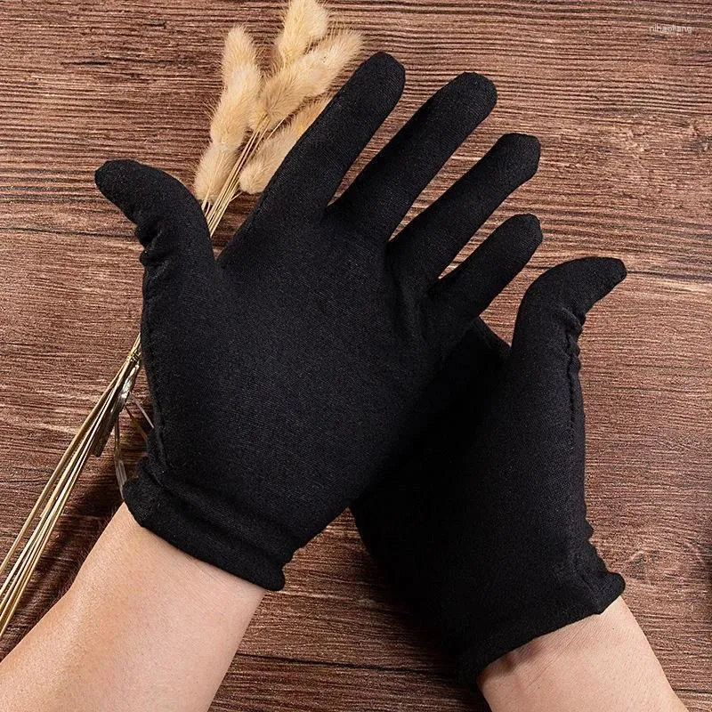Disposable Gloves 24PCS Black 12 Pairs Soft Cotton Jewelry Appreciation Silver Antiques Inspection Stretchable Lining