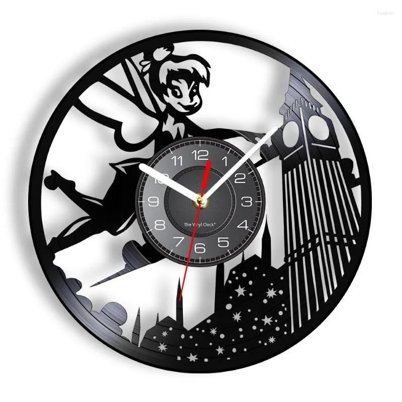 Horloges murales Fée Record Horloge pour filles Chambre Beauté Ange Fantasy Décor à la maison Laser Cut Musique Artisanat