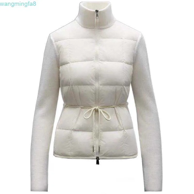 Design de listra quadrada masculina para baixo gola cintura retração jaqueta de malha braço emblema feminino casaco quente tamanho S--l Htqd