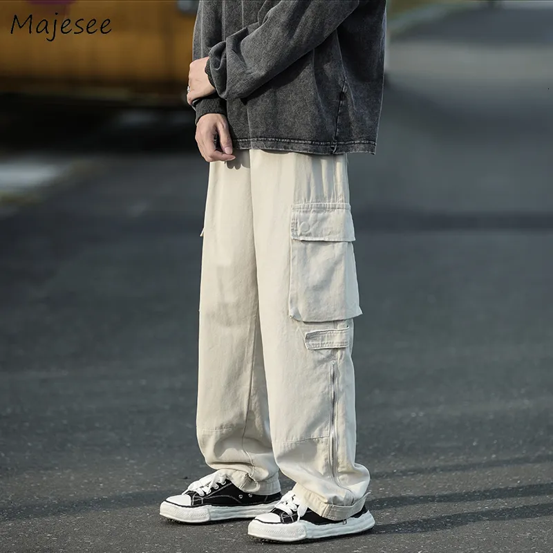 Calça masculina japonesa de bagagem de moda masculina calça calças de design bonitos de design de rua grandes pantalones casuais hip hop juventude partida completa 230407