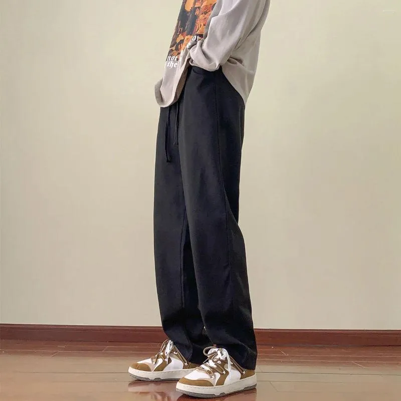 Men's Pants Men Streetwear Autumn Loose American Style Retro Casual Daily Baggy Side-Slit Teenager Trousers Wide-Leg Oversize Solid
