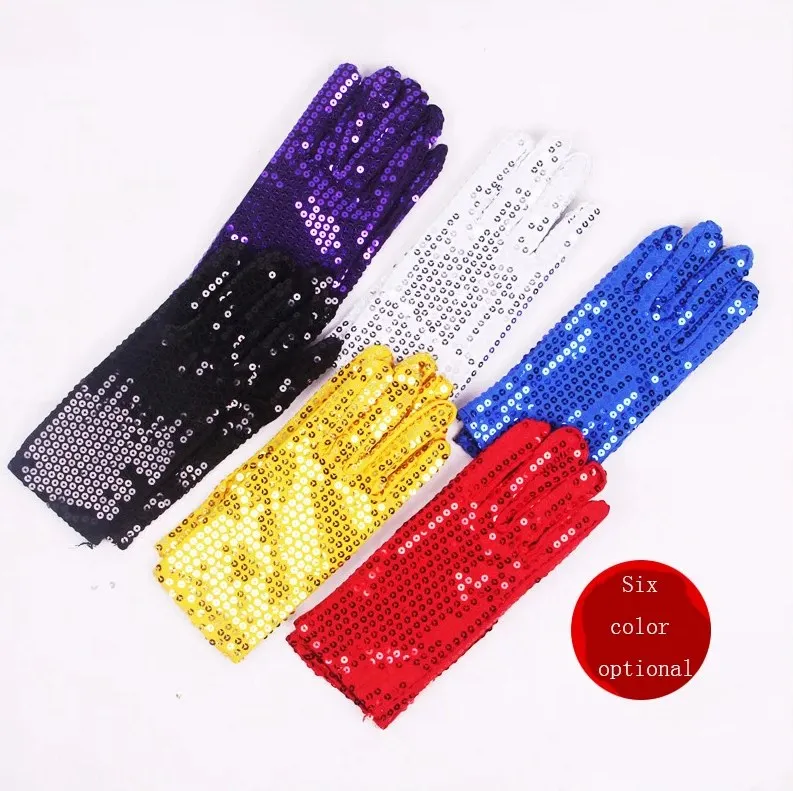 Stage Wear Double-Sided Gloves Monochrome Sequined Gloves, Stage Performance Fashion Trend Gloves