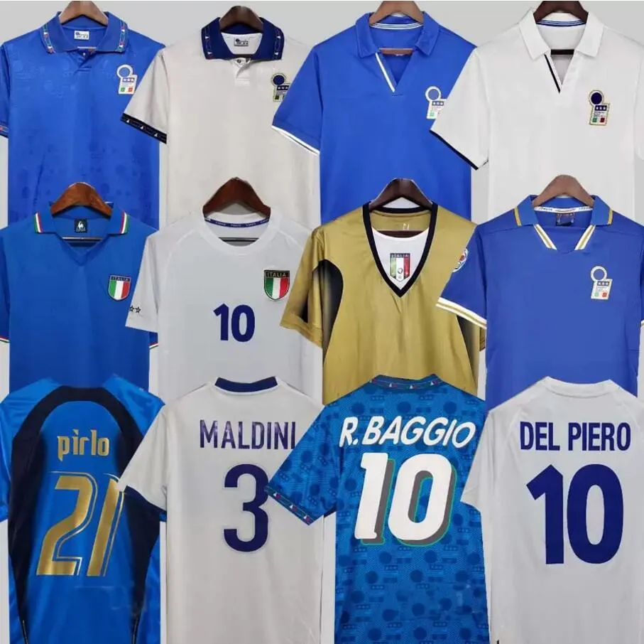 1982 Italys Retro Custom Soccer Jerseys 1990 1996 1998 2000 Home Football 1994 Maldini Baggio Donadoni Schillaci Totti del Piero 2006 Pirlo Inzaghi Buffon