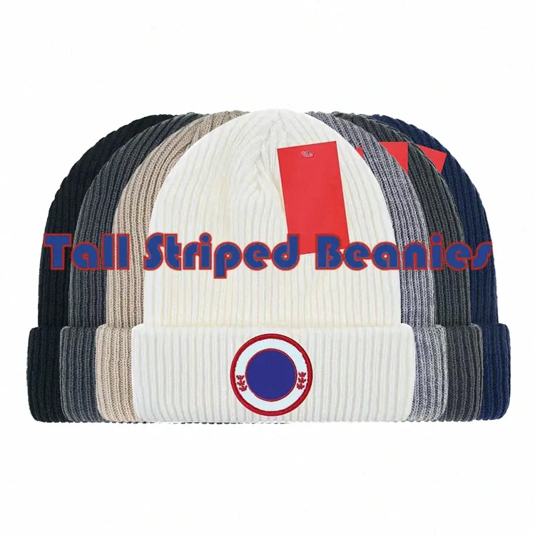 Beanie Designer cappello invernale lavorato a maglia di lusso popolare Canada Bonnet Goose personalità Classic Lettera Goose Stampa alti berretti a righe p5Un #