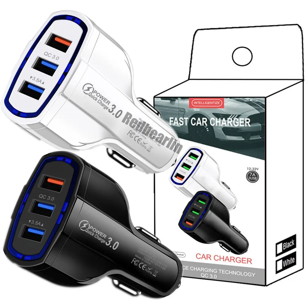 Schnelles Schnellladen 7A 35W 3,1A 3 USB-Anschlüsse Autoladegerät Auto-Netzteile für iPhone 13 14 15 Pro Samsung S22 S23 Huawei S1 PC mp3