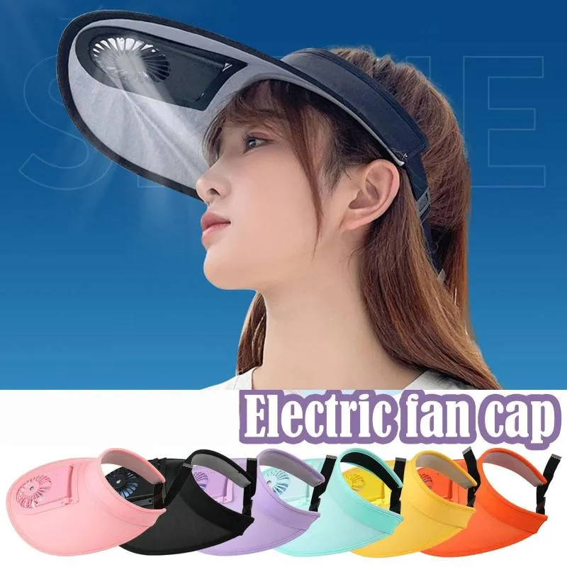 Berets Unisex Electric Fan Cap Летнее охлаждение регулируемая шляпа USB зарядка дышащий оттенок солнцезащитный крем спорт.