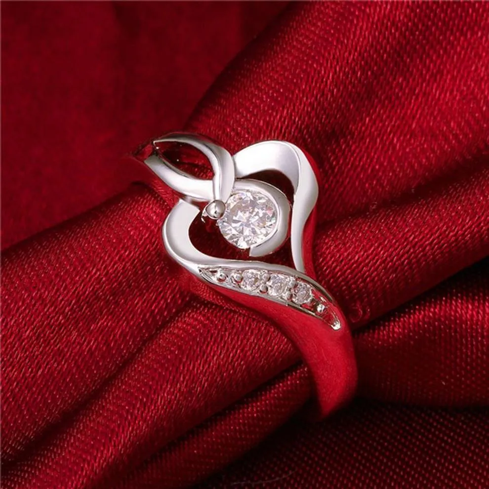 Cadeau de noël coeur bague plaquée argent Sterling 925 plaque d'argent nouveau design bagues pour dame R153252r