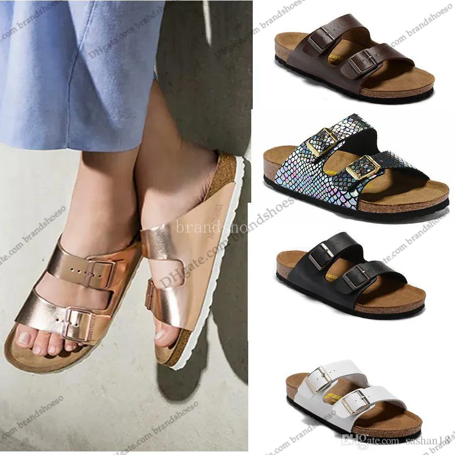 Slippers Arizona New Summer Cork Slipper Flip Flops Beach Platform Sandals Women Mixed Color Slides Shoes Flat slippers fashion