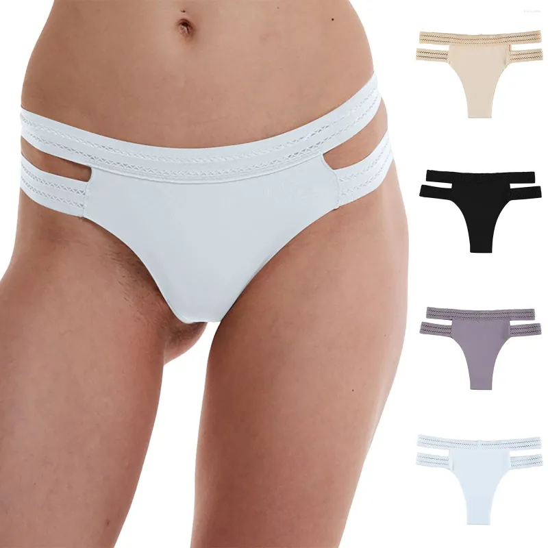 Active Shorts Women's Mixed Color 3 Pack Seamless T Shaped Low Rise Ice Silk Quick Underwear Women Womens Bikini High Cut