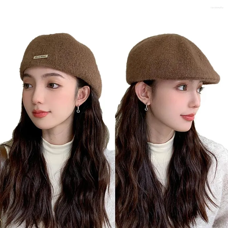 Berets Women Spring Autumn British Style Beret Lady Vintage Flat Cap Winter Keep Warm Knitted Hat All-match Peaked Wholesale In