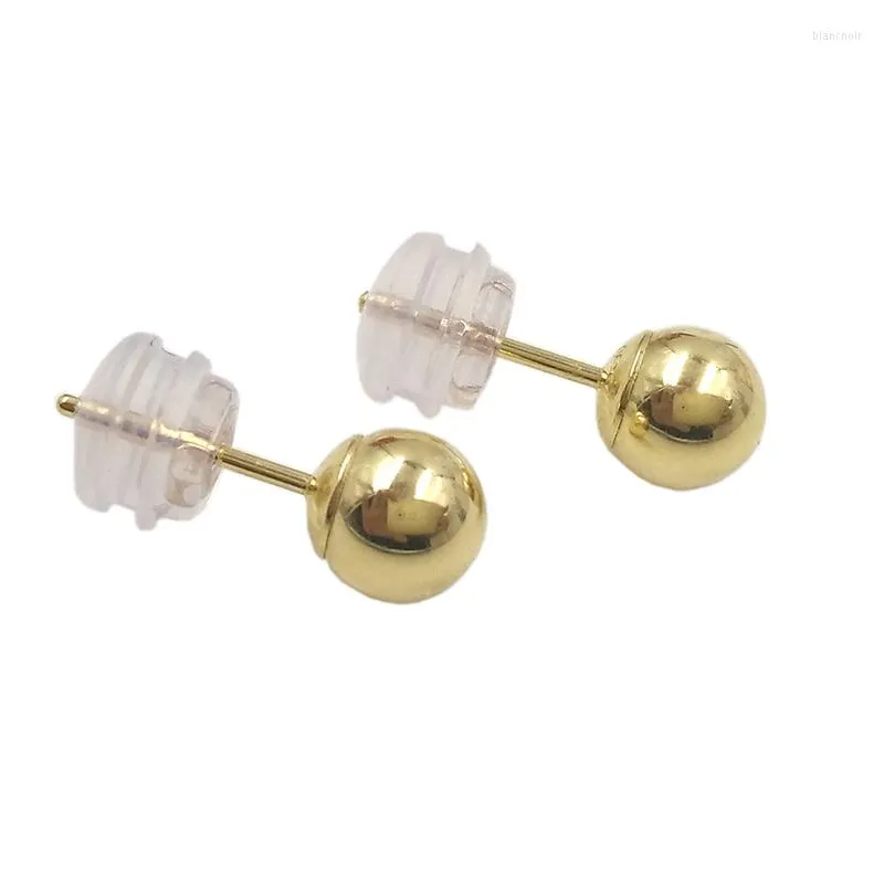 Boucles d'oreilles classiques et minimalistes, en or 18 carats, en perles, pour femmes, hommes et filles, diamètre 3, 4, 5mm, en option, véritable Au 750