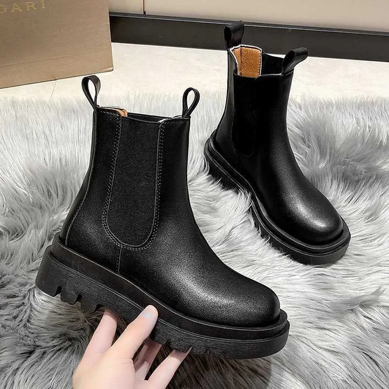 Boots Boots Women 2022 Autumn Women's Boots Chelsea Boots Black Shoes Fashion Boots Clots on Platfor