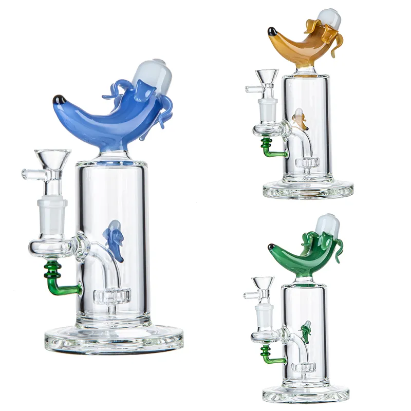 Hot Selling Glass Bong Fruit Shape Oil Dab Rigs Recycler Percolator Water Pipes Fruit Inside 14mm 5mm Thickness Female Joint With Bowl Many Styles