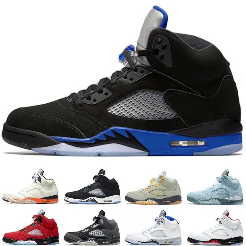 Jumpman 5s Basketball Shoes 5 Mens Racer Blue White Cement Red Suede