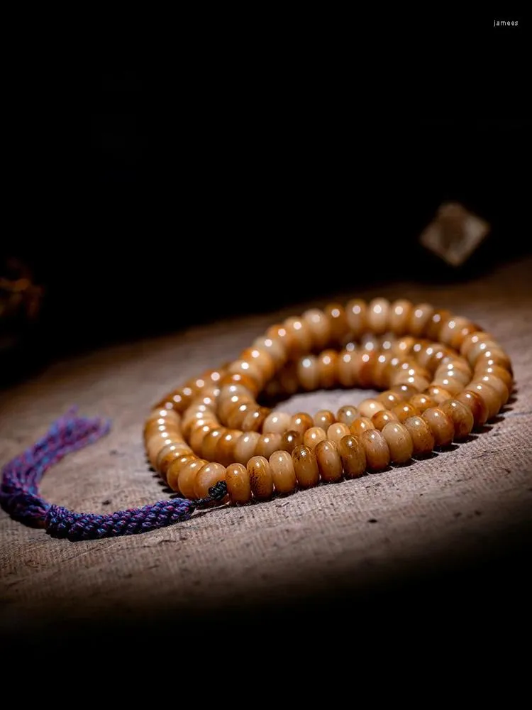Ensemble collier et boucles d'oreilles en vieux matériau naturel, 108 perles de bouddha, fidélité, Bracelet de jambe à Reflux tibétain pour femmes et hommes