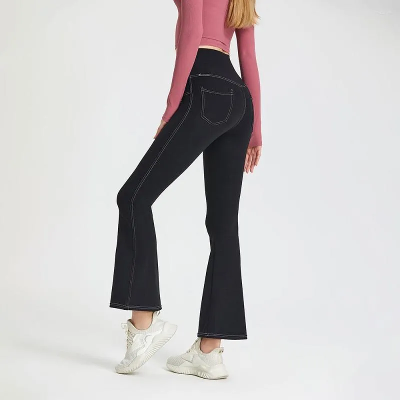 Active Pants 2023 Wide Leg Women High Waist Slim Flare Leggings Yoga Gym Fitness Dance Long Trouser Elasticity Black Bell Bottoms