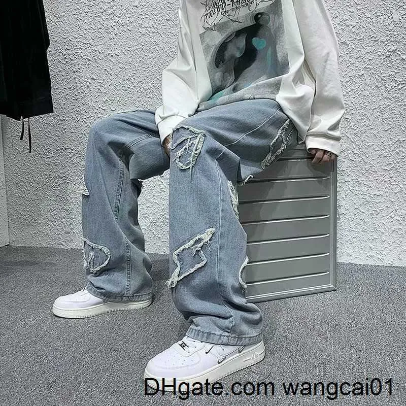 Jeans masculinos unissex wide g jean solto ajuste masculino e jeans femininos 2022 Novo moda casual calça de hip hop de streetwear S-3xl 0407H23