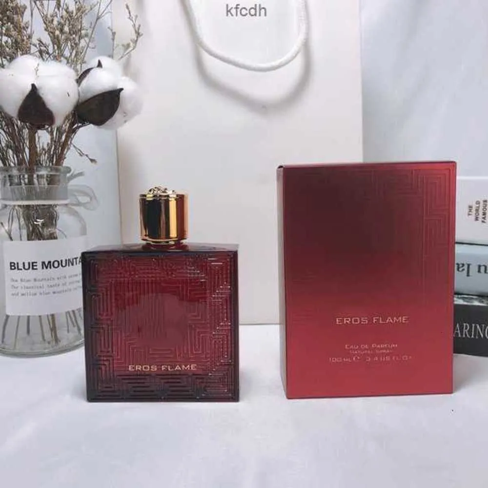 豪華なブランドの男性香水100mlブルー・オ・デ・トイレット長持ちする匂いedt eros love flame red bottle fragrance spray fast shipu2t4