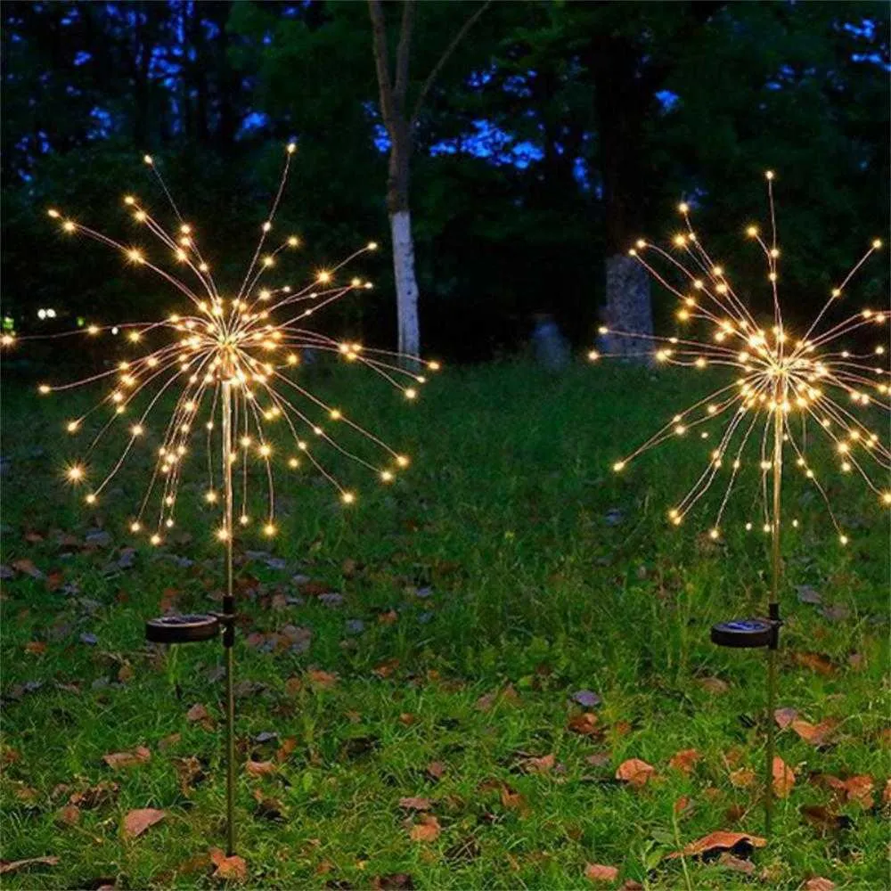 Lawn Lamps LED Solar Firework Power Lights Garden Decoration Fairy Lights Waterproof Outdoor Dandelion Lawn Lamp For Patio Garden P230406