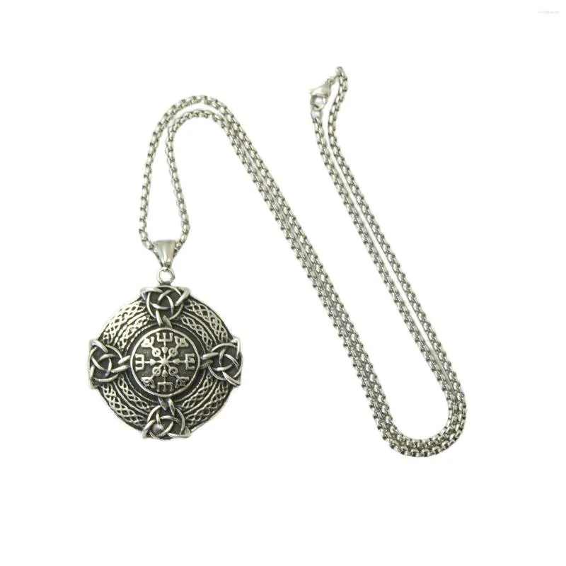 Pendant Necklaces 10pcs Viking Compass Chain Necklace Amulet Steel Jewelry Norse Mythology