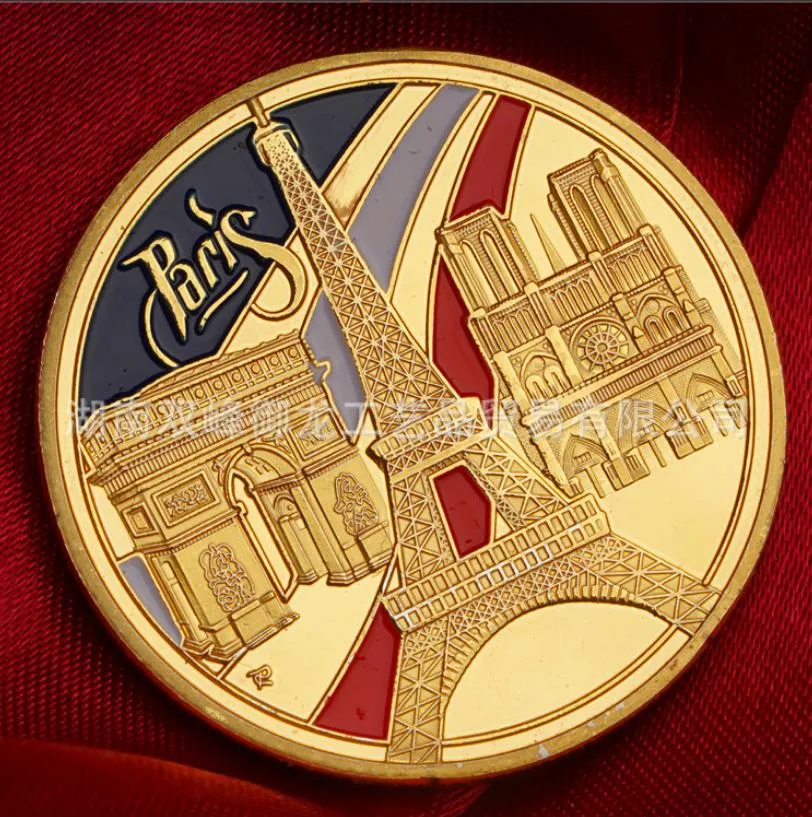 Arts and Crafts Commemorative coin colored gold coin for architecture in Paris