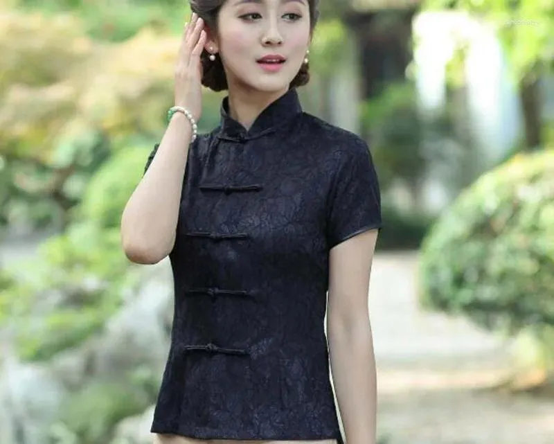 民族服卸売中国の伝統女性半袖ジャケットサテンレースタンコートカジュアルTシャツスリムトップスブラウス