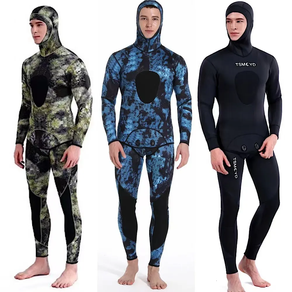 Roupas de mergulho seca Suje de camuflagem de 3 mm Terno de mergulho com mangas compridas Capa de punho 2 peças de neoprene traje de mergulho masculino e impermeável traje de mergulho 230406