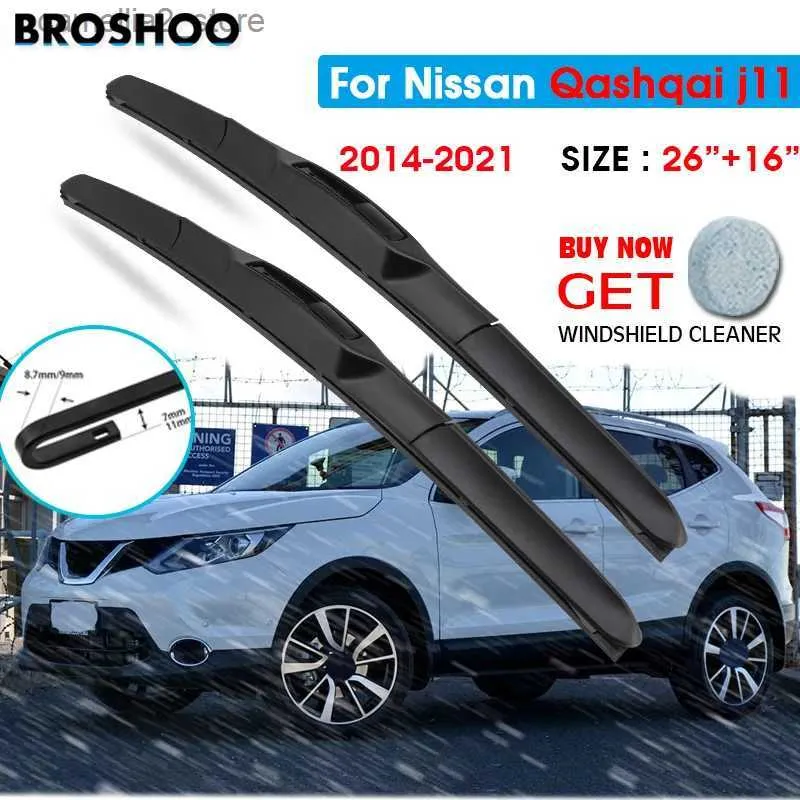 Scheibenwischer Autowischerblatt für Nissan Qashqai j11 26"+16" 2014-2021 Scheibenwischerblätter Fensterwaschanlage U-Hakenarme Q231107