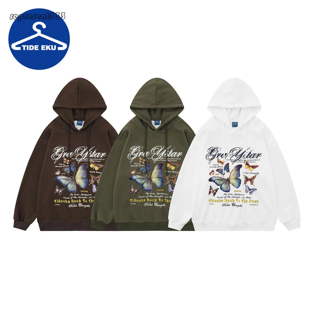 dhgate Essentialhoody Men Trendy Wear Maglione con cappuccio stampato con lettera a farfalla per cappotto da uomo New Street autunnale