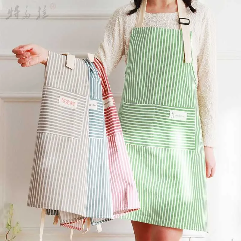 Advertising cotton linen apron Korean fashion housework restaurant apron Household Kitchen Apron