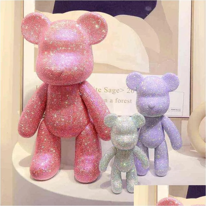 Blocos criativos 5d diamante arte pintura urso kawaii acessórios estética decoração do quarto estátua mesa artesanal presente casa t220730 dr dhuc5