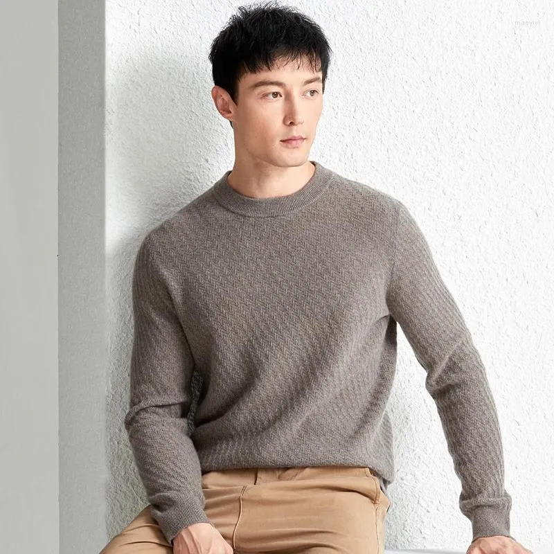 Men's Sweaters Real Goat Cashmere Jumper Classic Casual O-Neck Warm Knit Clothes Male Soft Pure Pullovers