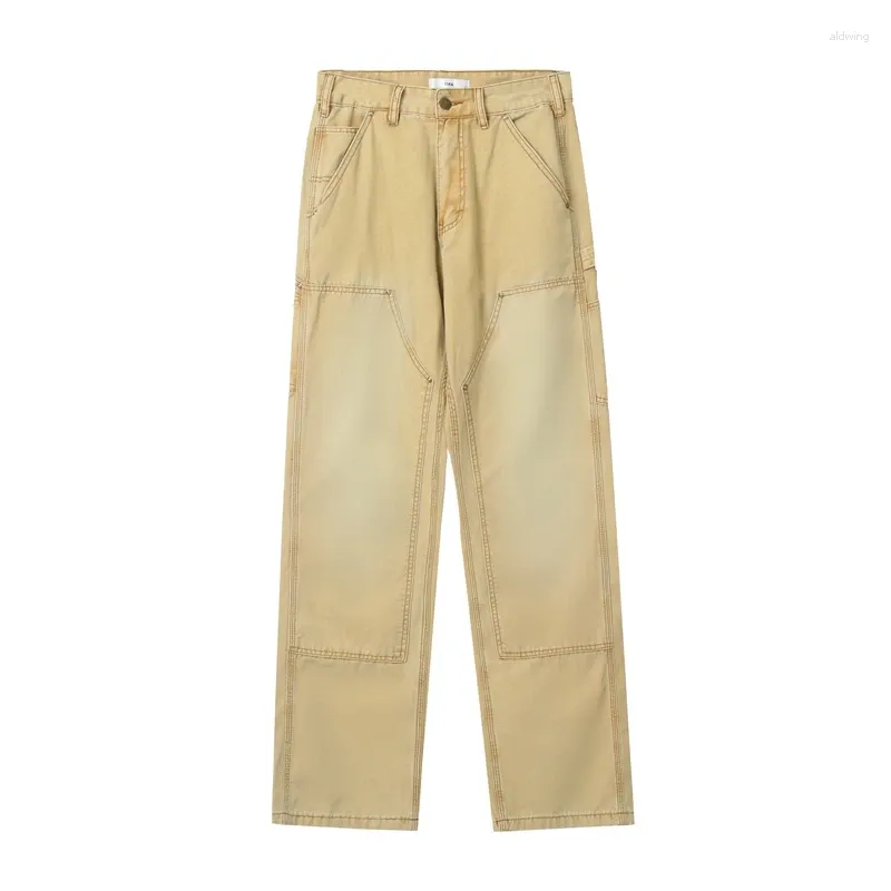 Pantalons pour hommes en détresse rétro streetwear pantalons amples pour hommes et femmes patchwork poches salopette baggy hip hop cargo surdimensionné