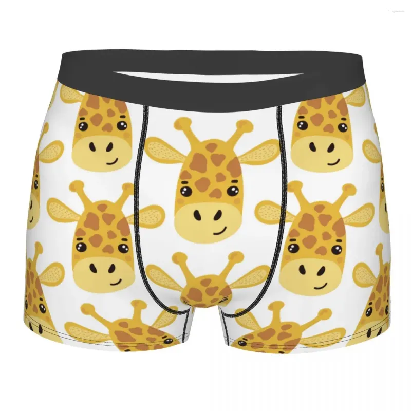 Underpants Men Boxer Briefs Shorts Panties Giraffe Cute Childish Animal Face Head Breathable Underwear Homme Humor