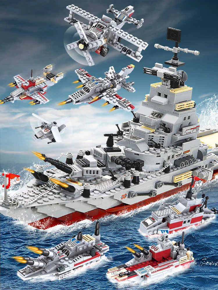 1000+ Pcs Militaire Warship Navy Aircraft Army Figures - Building