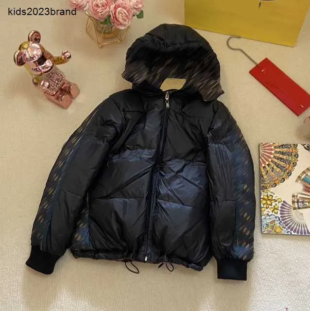 Nouveau designer bébé doudoune utilisation double face manteau d'hiver pour enfants taille 100-170 impression complète de lettres pardessus enfant résistant au froid Nov05