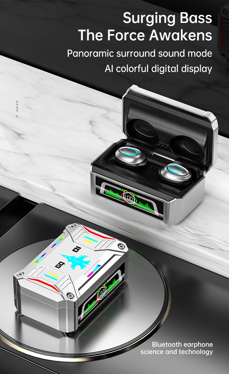 GQ 01 Trending Consumer Electronics Gaming Wireless Touch Light LED Power TWS Earbuds Headset Headphone Earphones