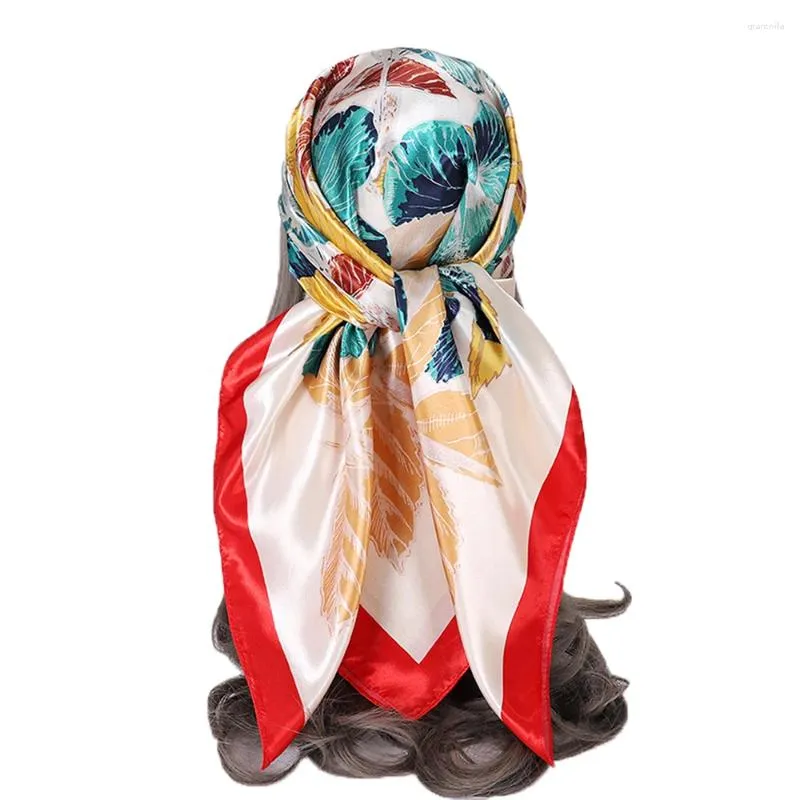 Scarves Women Girl Square Scarf Vintage Flower Shawl Stole Wraps Faux Silk Head Neck Kerchief Bandana 35"