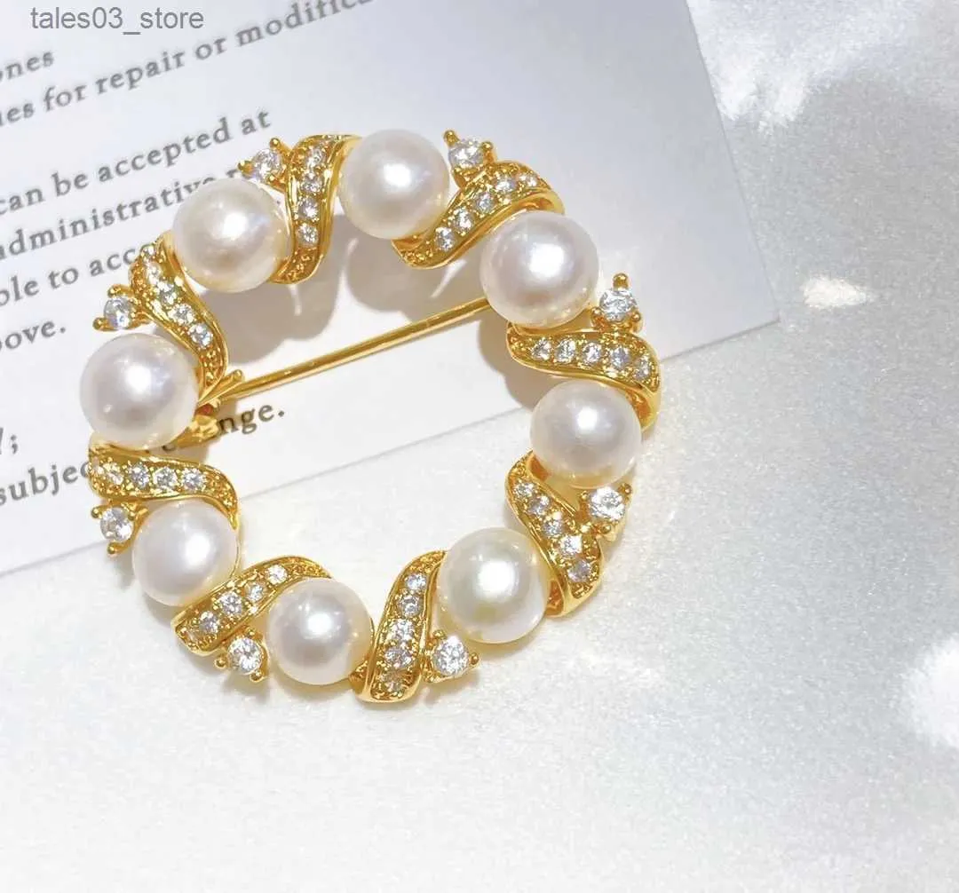 Spille Spille Ghirlanda Design Perla Pettorale Spilla da donna fatta a mano con perle coltivate Q231107