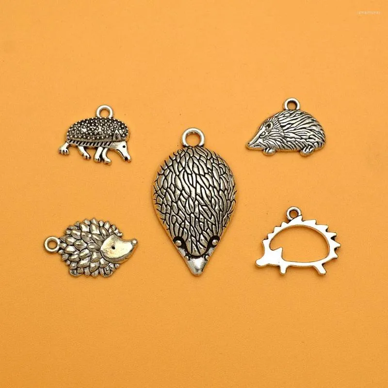 Charms Antique Silver Plated Cute Hedgehog Animals Easter Pendants For Diy Keychain Jewelry Making Findings Supplies Accessories