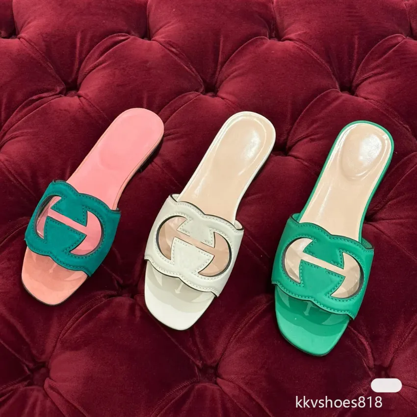 Designer-Sandalen, Slipper, echtes Leder, Pariser Markenschuh, Damen-Flache Hausschuhe, Slide-G-Out-Ledersandalen, Luxus-Sandale