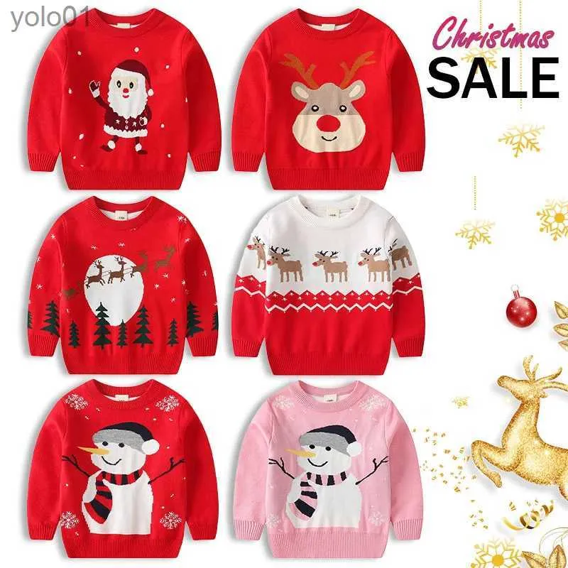 Women's Sweaters Fall Winter Kids Christmas Sweater Baby Clothes Children Knitting Santa Claus Pullover Newborn Long-sled Sweater 2-7YearsL231107